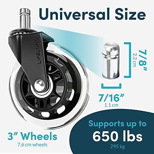 Office Chair Wheels Replacement, Heavy Duty, 5-Pack Universal Fit - view 4