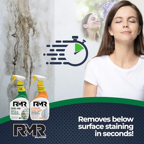 RMR Instant Mold & Mildew Stain Remover Spray + Xtreme Soap Scum Remover, No-Scrub Indoor/Outdoor Cleaning System for Bathroom, Shower, Siding, & Deck, 2–32 Oz Bottles - view 3