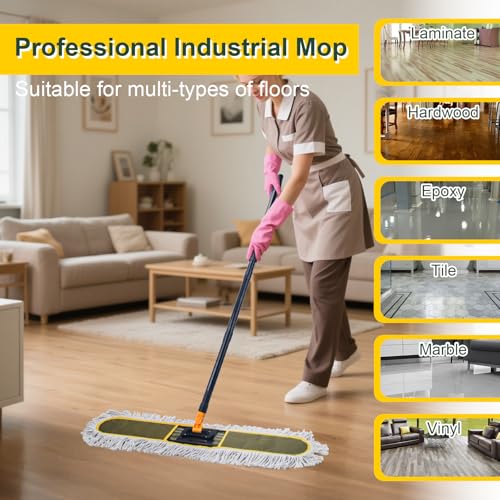 24" Commercial Dust Mop with 2 Replacement Mop Pads, 60.5 Inch - view 6
