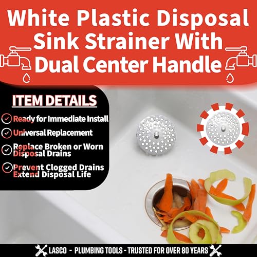 02-4021 White Plastic Disposal Sink Strainer Fits Most - view 3
