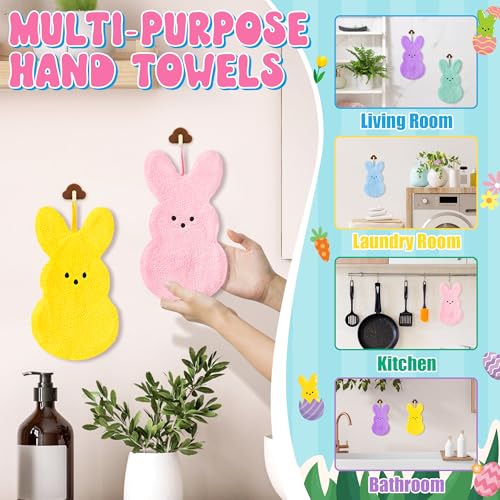 R HORSE Easter Kitchen Towels Set of 5, Colorful Bunny Hand Towel for Bathroom, Rabbit Spring Dishcloth, Easter Bunny Hand Drying Cloth for Cooking Cleaning Farmhouse Holiday Seasonal Spring Decor - view 5