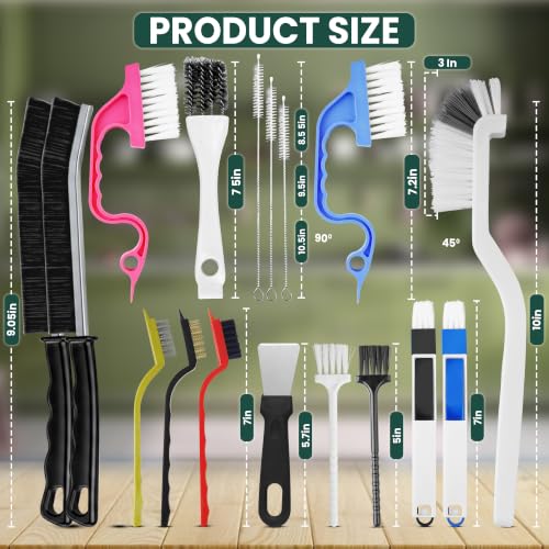 17 Pcs Crevice Cleaning Brush Set Hard Bristle Tools for Narrow Spaces - view 4