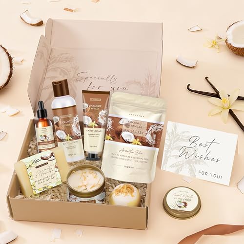 Gifts for Women Birthday Gift Baskets Vanilla Coconut Relaxing Home Spa Set - view 3
