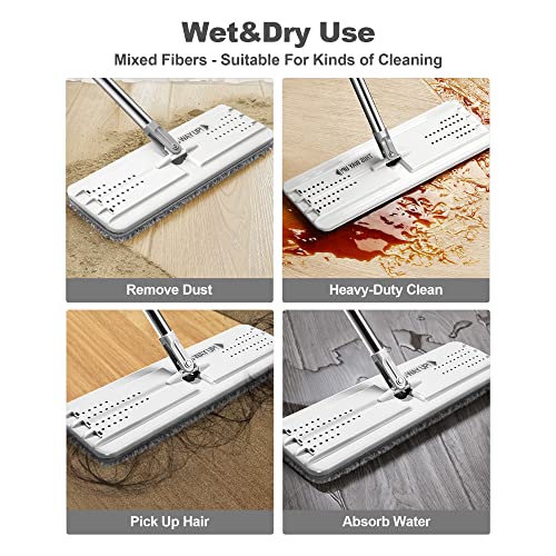 Reusable Microfiber Mop Pads for 15" Flat Mop, 4 Pack, Grey/Stripe - view 6