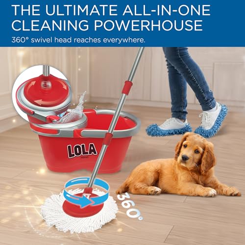 Revolution Deluxe Spin Mop & Bucket, w/ 3 Microfiber Washable Heads, 1 Pair Microfiber Mop Slippers, Fast Dry, Deep Clean Floors & Hands-Free Wringer, Easy Spin Dry, No Exhaustive Foot Pedal - view 4
