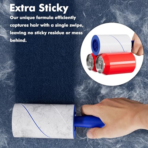 1200 Sheets Lint Roller with 6 Upgraded Handles (6 Rollers + 6 Refill), Mage Value Set Sticky Lint Rollers for Pet Hair, Portable Pet Hair Remover for Clothes, Furniture, Carpet, Dog and Cat - view 2
