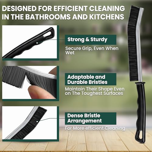 Crevice Cleaning Brush Set – 3Pcs Hard Bristle Cleaning Tools for Grout, Tile Floors, Gaps & Narrow Spaces – Small Grout Scrub Brush for Cleaning Bathroom, Shower, Window Tracks, Kitchen - view 6