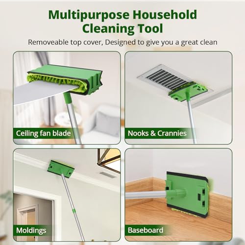 Ceiling Fan Cleaner Cobweb Duster with 6Ft/72'' Extension Pole High Ceiling Fan Blade Cleaning Tool Microfiber Duster Reusable Pads for Cleaning Ceiling Fan, Spider Web, Baseboard, Blind - view 6