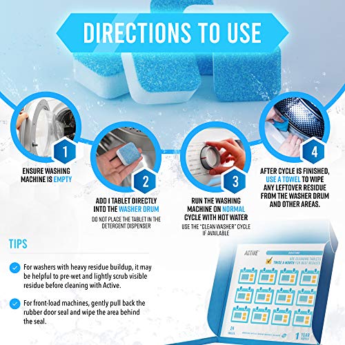 Washing Machine And Dishwasher Cleaning Tablets Bundle - Includes 12 Month Supply Dishwasher Cleaner Deodorizer & Washing Machine Descaler Deep Cleaning Tablets - 48 Tablet Combo - view 6