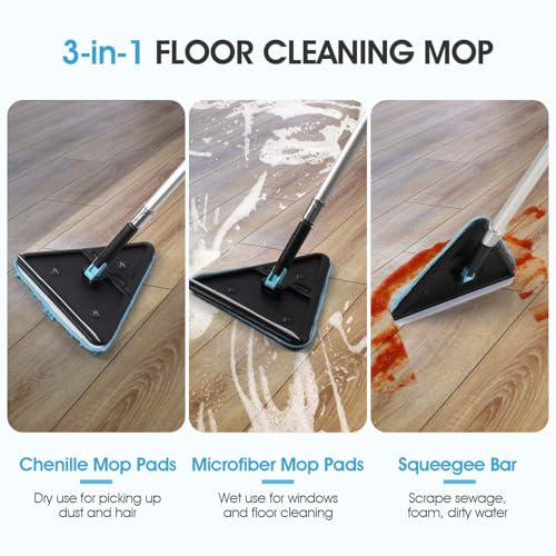 90° Foldable Baseboard Wall Mop, Cobweb Duster, Squeegee Kit - view 4