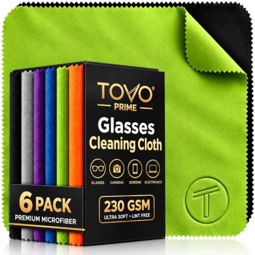Microfiber Cleaning Cloth – 6 Pack, 230 GSM Ultra Soft Lens Cloth for Glasses, Camera & Screens, Streak-Free, Lint-Free, Scratch-Safe (6x7 Inch)