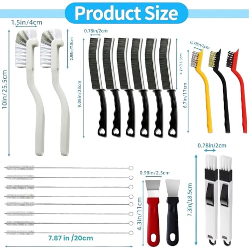 23Pcs Crevice Cleaning Brush Set, Hard Bristle Scrub Brushes Tools for Gaps - view 2
