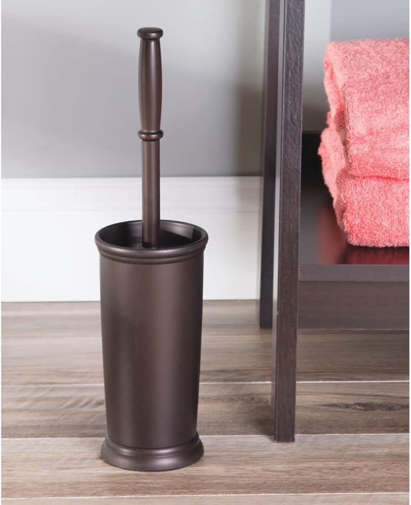 Toilet Bowl Brush and Holder - Covered Bathroom Toilet Brush - Standing Toilet Bowl Scrubber in Modern Holder - Compact, Space Saving, Deep Cleaning Brush for Toilet - Hyde Collection - Bronze - view 2