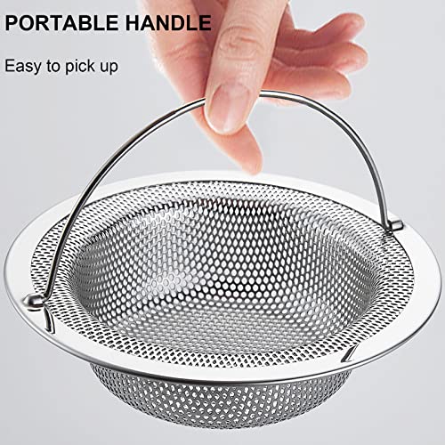Kitchen Sink Strainer Stainless Steel, Kitchen Sink Drain Strainer with Handle, Sink Strainers with Large Wide Rim 4.5" Diameter for Kitchen Sinks (2PCS) - view 4