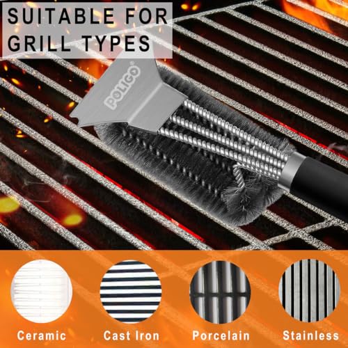 Safe Grill Brush and Scraper with Deluxe Handle - 18" Grill Cleaner Brush Stainless Steel Bristle Grill Brush for Outdoor Grill Wizard Grate - BBQ Brush for Grill Cleaning Ideal Grilling Gifts - view 6