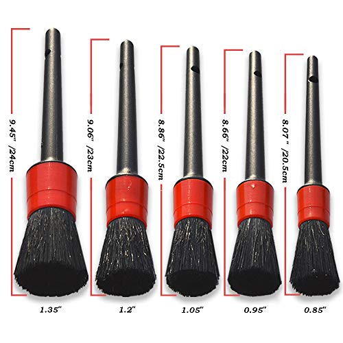 Detailing Brush Set -5 Different Sizes Premium Natural Boar Hair Mixed Fiber Plastic Handle Automotive Detail Brushes for Cleaning Wheels, Engine, Interior, Air Vents, Car, Motorcy - view 4