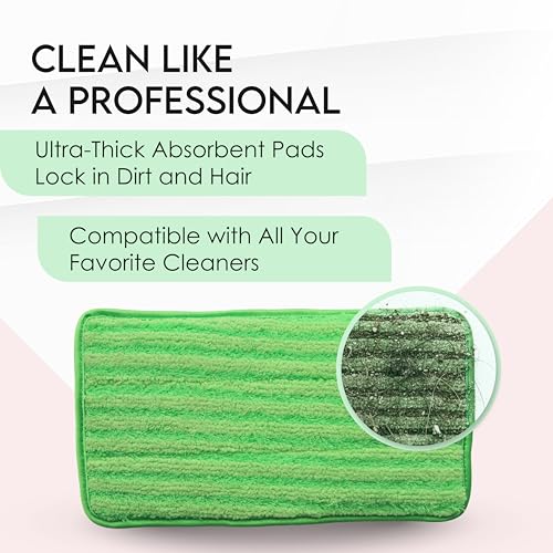 Turbo Mops Reusable Floor Mop Pads - Pack of 2, Machine Washable, 12-inch Microfiber Mop Refills - Compatible with Swiffer Wet Jet - Household Cleaning Tools - view 2