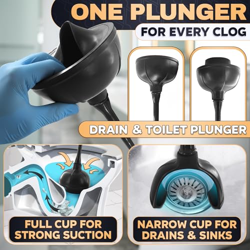 Black Toilet Brush and Plunger Set with Holder, 15.2 Inch (Black) - view 6
