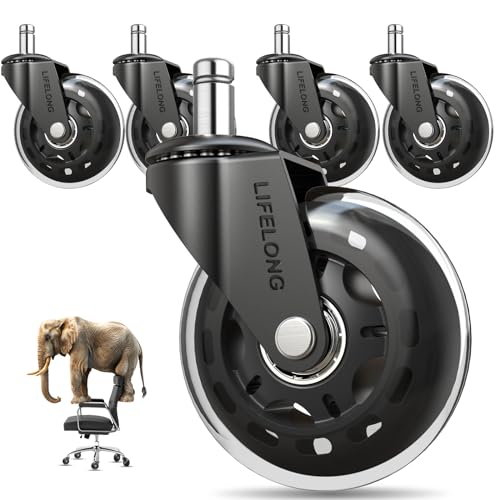 Office Chair Wheels Replacement, Heavy Duty, 5-Pack Universal Fit