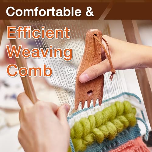 Wooden Weaving Comb for Loom, Tapestry Beater Comb, Hand Carved Weaving Knitting Tools & Accessories for Tapestry, Woven Making Crafts (1Pcs) - view 4