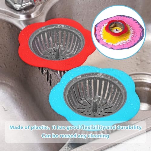 Plastic Sink Strainer, 4 Pack Flexible Kitchen Sink Drainers(Multicolored) - view 4