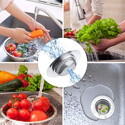 2 Pcs Kitchen Sink Strainer, Stainless Steel Drain Cover, Large Wide Rim 4.5" Diameter, Anti Clogging Basket Catcher, Dishwasher Safe - view 5