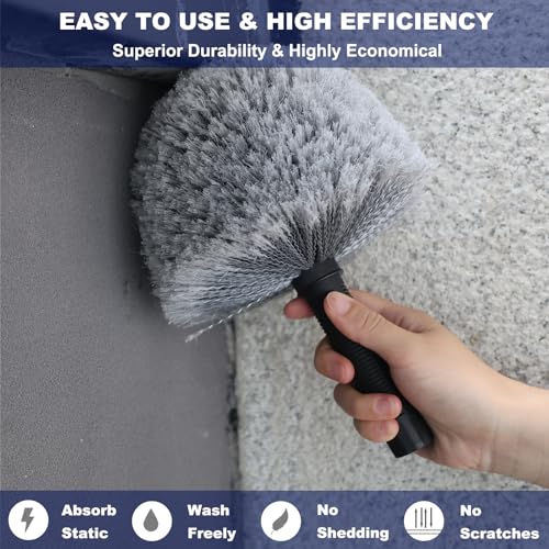 Grey Corner Cobweb Duster Head Brush - High Efficiency Twist-On Spider Web Brush Cleaning Tool for Indoor & Outdoor Cleaning, Compatible with Standard Acme Threaded Poles -1 Pack - view 4