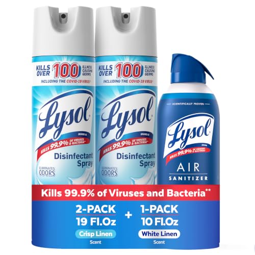 Disinfectant Spray + Air Sanitizer, Crisp Linen & White Linen, 3 Pack