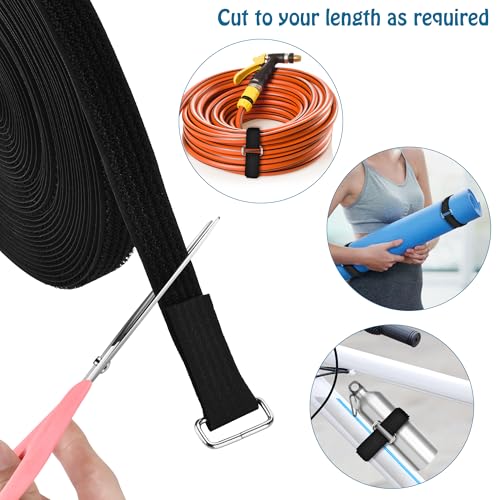 0.75"x19.7ft Hook and Loop Straps with 30 Buckles Adjustable Cut-to-Length Cable Ties - Reusable Nylon Fastening Tape Cable Straps for Storage or Organization (0.75in x 19.7ft) - view 4