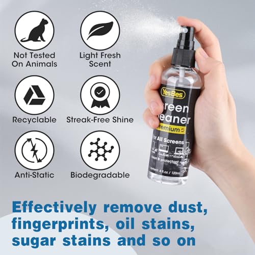 Screen Cleaner Spray 16oz (4oz x 4 Pack) - TV & Computer Screen Cleaner with 2 Microfiber Cloths for Multiple Devices - view 5