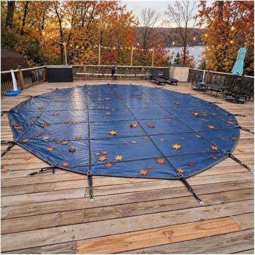 Round Inground Pool Cover for Concrete Wood Deck, Inlcude Installation Kit