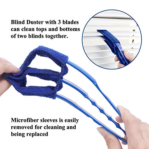 Window Blind Cleaner Duster Brush with 5 Microfiber Sleeves - Blind Cleaner Tools for Window Shutters Blind Air Conditioner Jalousie Dust - view 2