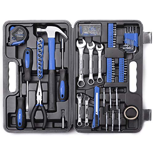 148-Piece Household Tool Set, Blue Tool Kit with Plastic Toolbox