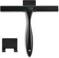 Shower squeegee, 10-inch matte black squeegee, all-purpose stainless steel squeegee for bathroom, shower doors, mirrors, tiles and car windows - 100% streak free
