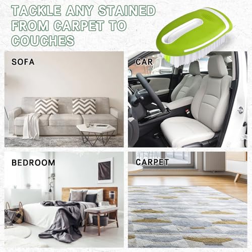 Carpet and Upholstery Cleaning Brush, Stiff Bristle Carpet Detailing Scrubber Brush, Multi-Functional Car Detailing Scrub Brushes, Cleaning Brushes for Car and Home Couch Floor Mats (Green) - view 6