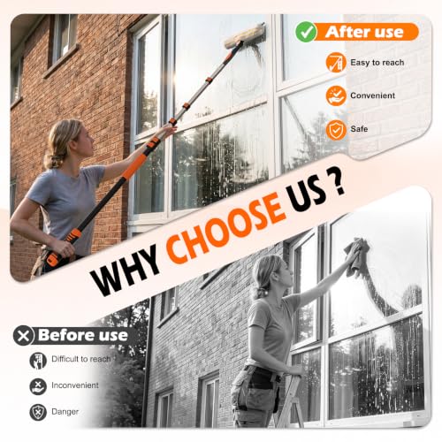 2-in-1 Window Squeegee, 18FT Window Cleaner Tool with 14" Head - view 5