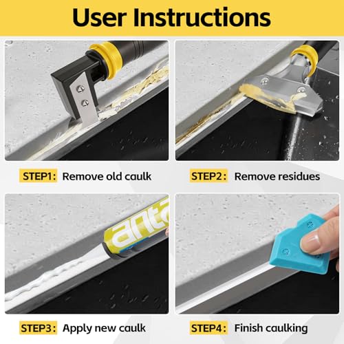 12pack Caulking Tool Kit, Multifunctional Caulk Remover Tool(Yellow) - view 2