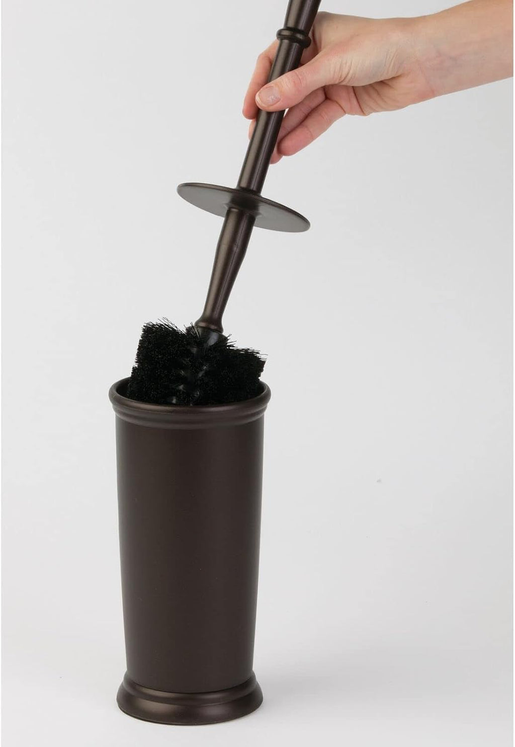 Toilet Bowl Brush and Holder - Covered Bathroom Toilet Brush - Standing Toilet Bowl Scrubber in Modern Holder - Compact, Space Saving, Deep Cleaning Brush for Toilet - Hyde Collection - Bronze - view 5