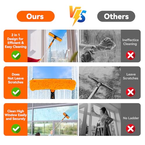 Window Washing Kit with Extension Pole: 3 in 1 Double-Sided Professional - view 7