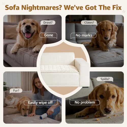 Couch Cover for Dogs Washable: Non Slip Fuzzy Plush Pet Couch Covers for 2 Seat Sofa, Hair Resistant Sofa Protector Pet Friendly, Home Decor Couch Slipcover, 27.6" x 59", White - view 2