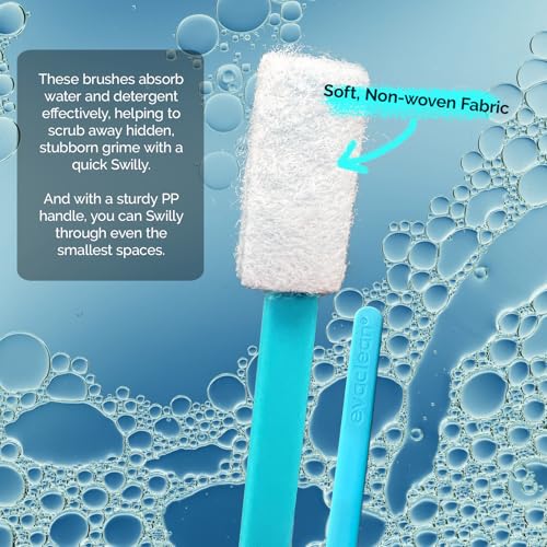 Swilly Original Disposable Crevice Brushes - 100 Pack - Versatile Cleaning Tool for Tight Spaces, Window Tracks, Keyboards, Car Vents, and Household Use (Blue) - view 5