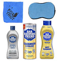Cleanser Trio - Mega Bundle (21 Oz Cleanser and Polish Powder | 26 Oz Liquid Soft Cleanser | 13 Oz Cooktop Cleaner) Plus 1 Foxtrot Microfiber Towel and 1 Microfiber Scrubber Sponge