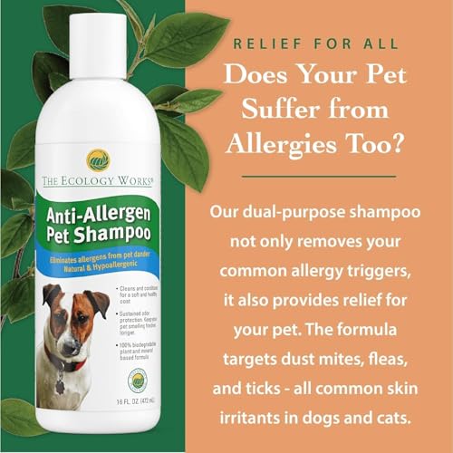 Anti-Allergen Pet Shampoo -Dog & Cat Dander Remover. Gentle Formula for Dry Sensitive Skin; Allergy Relief, (32 Oz) - view 5
