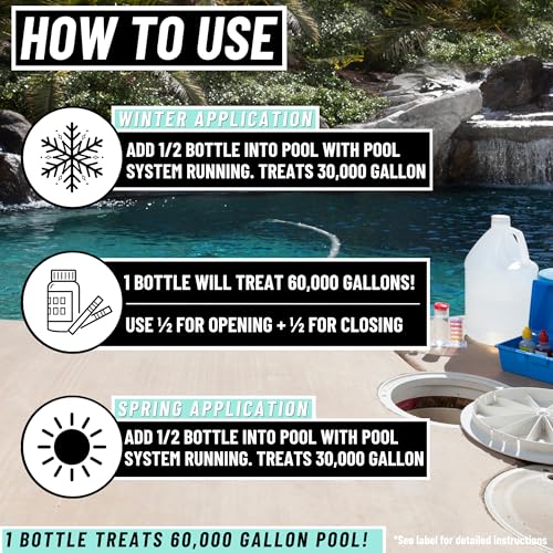 Pool Closing Kit – Winterizing Formula for Above-Ground & In-Ground Pools | Liquid All-in-One Treatment + Spring Opening Support (1 Gallon), Winterizing Kit, Pool Start-Up, Pool Chemicals - view 3
