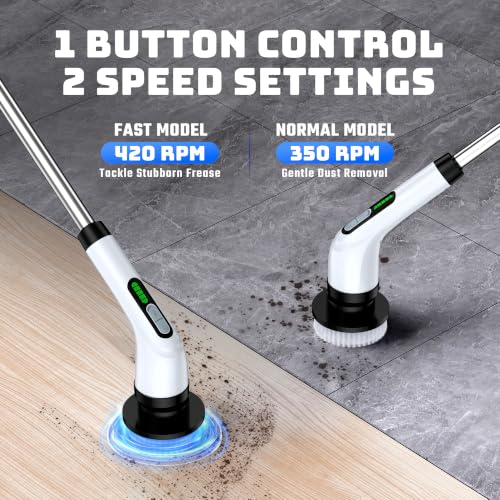 Electric Spin Scrubber for Bathroom: Shower Cleaner Brush with Long Handle - view 3