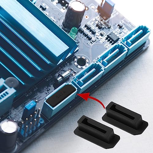 10Pcs SATA Dust Plugs, Black Silicone Dust-Proof Stoppers for Laptop, Desktop Computer, Server SATA Ports - view 3