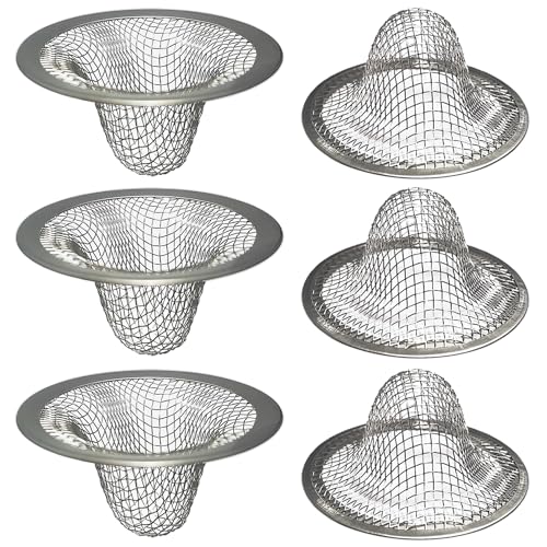 1.0" Bathroom Sink Drain Strainers, 6PCS Drain Hair Catchers for Laundry, Mop Pool, Utility, Slop, RV Sink, Stainless Steel Drain Filter