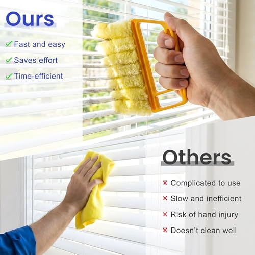 Blind Cleaner Duster Tool - 3 Pcs 7 Fingers Anti-Shedding Window Blind Cleaner Tool, with High-Density Microfiber Fleece and Ergonomic Handle, Detachable and Washable - view 3