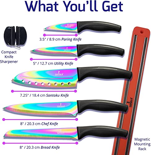 Kitchen Knife Set, 5 Blades, Red Handle | Red Rack - view 4