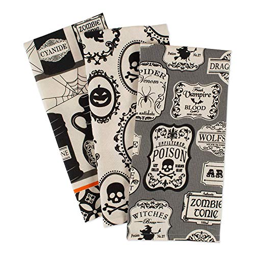 Halloween Hand Towels for the Kitchen Decorative Spooky & Fun Cotton Printed Dishtowel Set, 18x28, Hocus Pocus, 3 Count - view 2